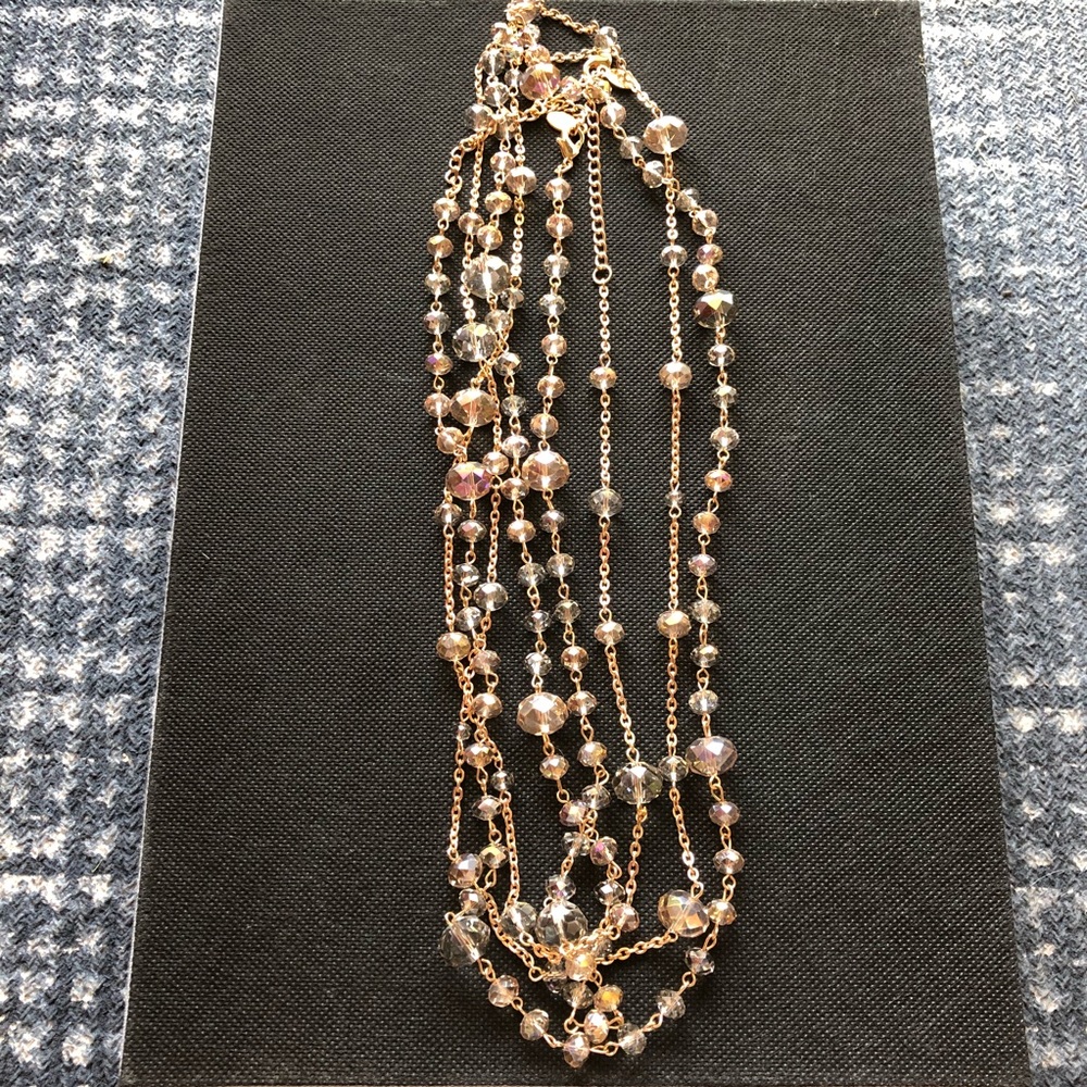 Set of 2 Rose & Crystal Necklaces